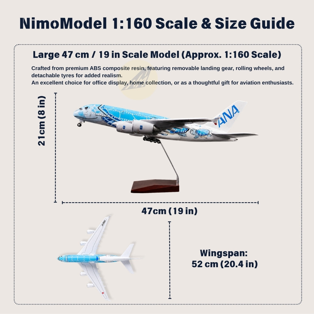 All Nippon Airways Airbus A380 Flying Honu 1:160 Scale Model