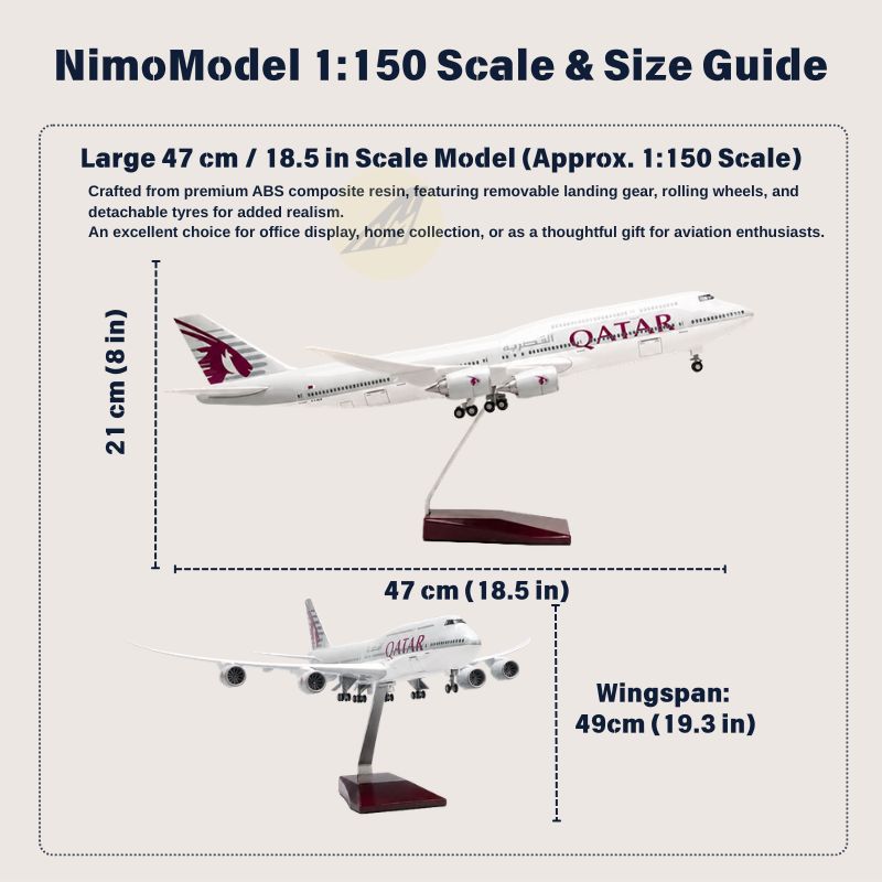 Qatar Airways Boeing 747-8 1:150 Scale Model