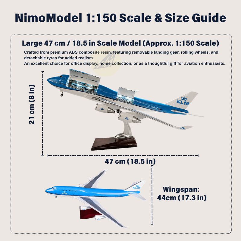 KLM Royal Dutch Airlines Boeing 747-400 1:150 Scale Model