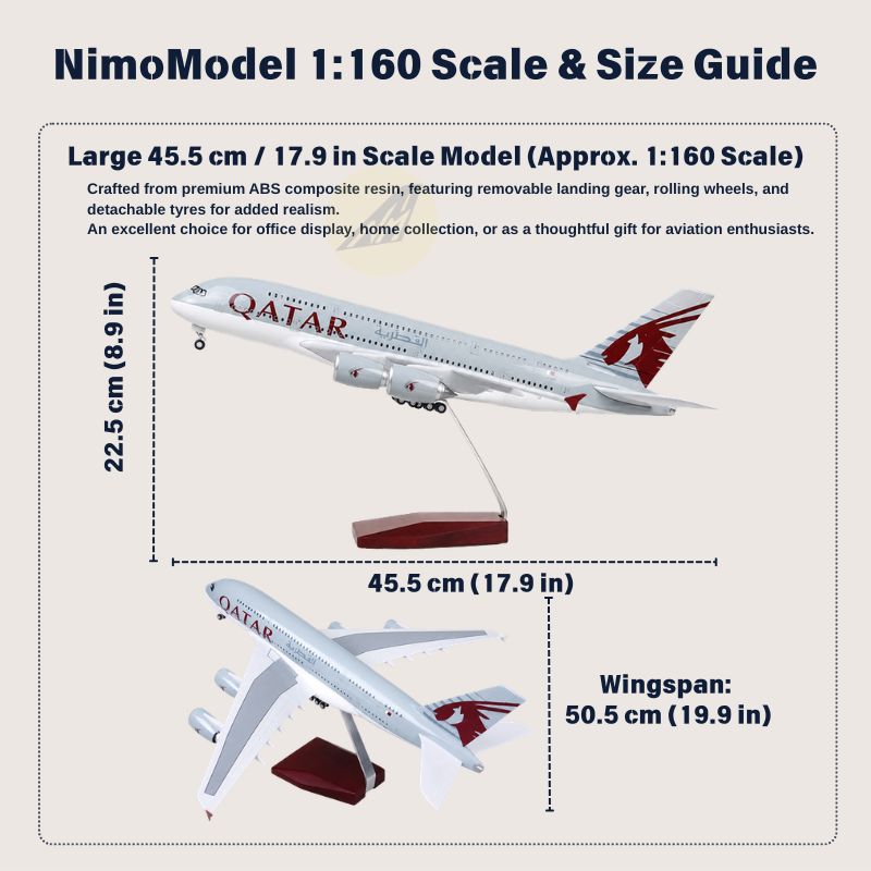 Qatar Airways Airbus A380 1:160 Scale Model