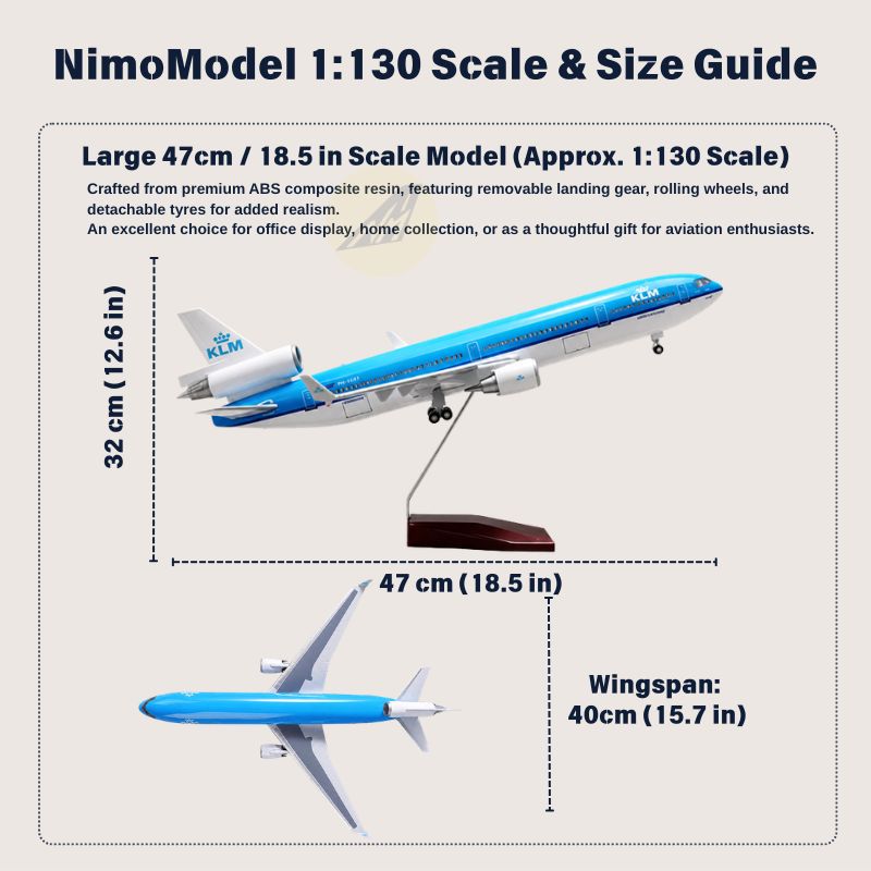 KLM Royal Dutch Airlines McDonnell Douglas MD-11 1:130 Scale Model