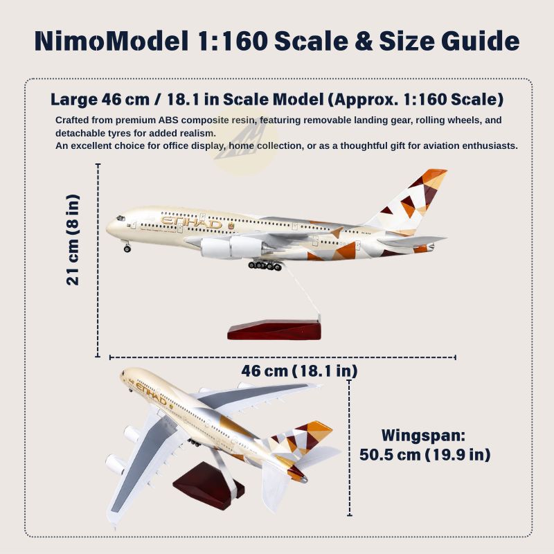 Etihad Airways Airbus A380 1:160 Scale Model