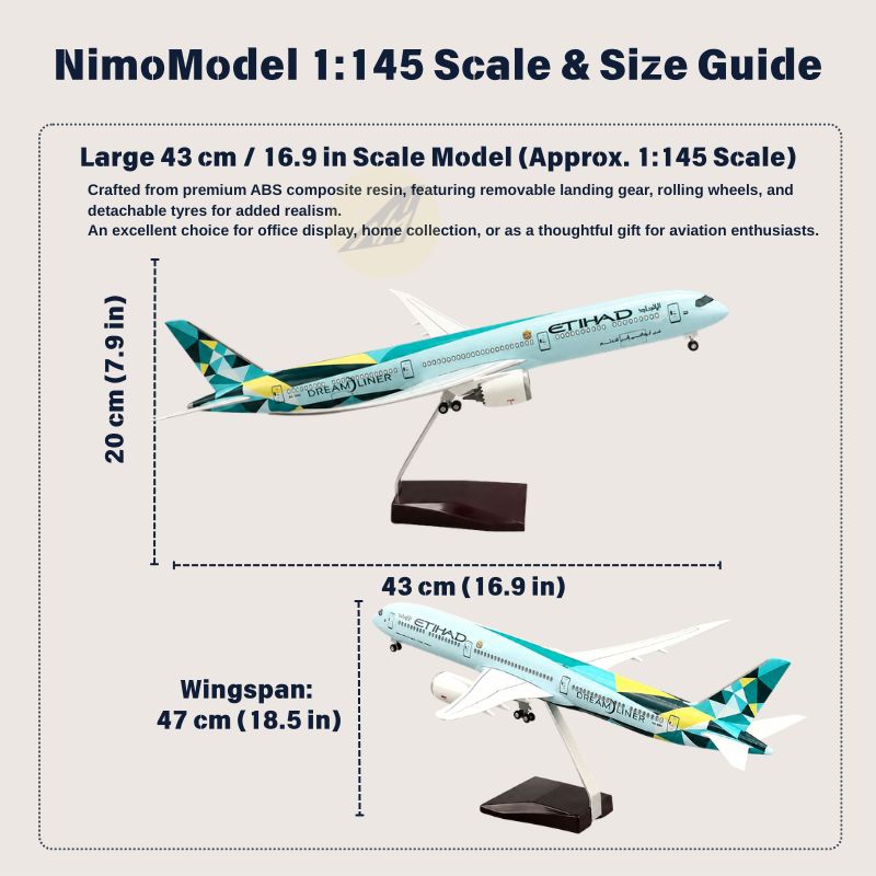 Etihad Airways Boeing 787-10 Dreamliner Greenliner Edition 1:145 Scale Model