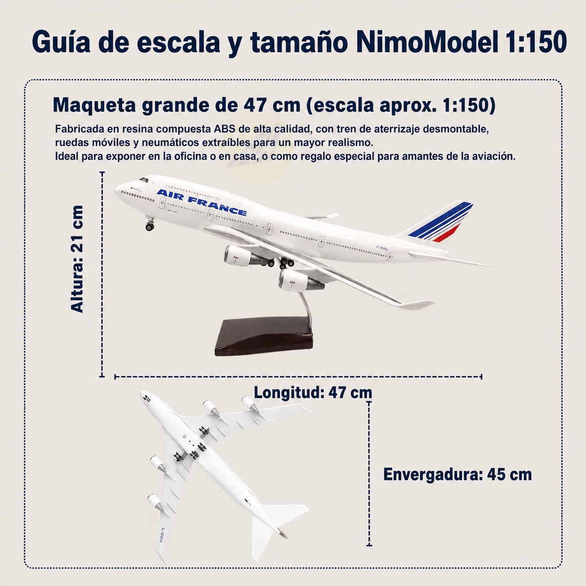 Maqueta Air France Boeing 747 a escala 1:150
