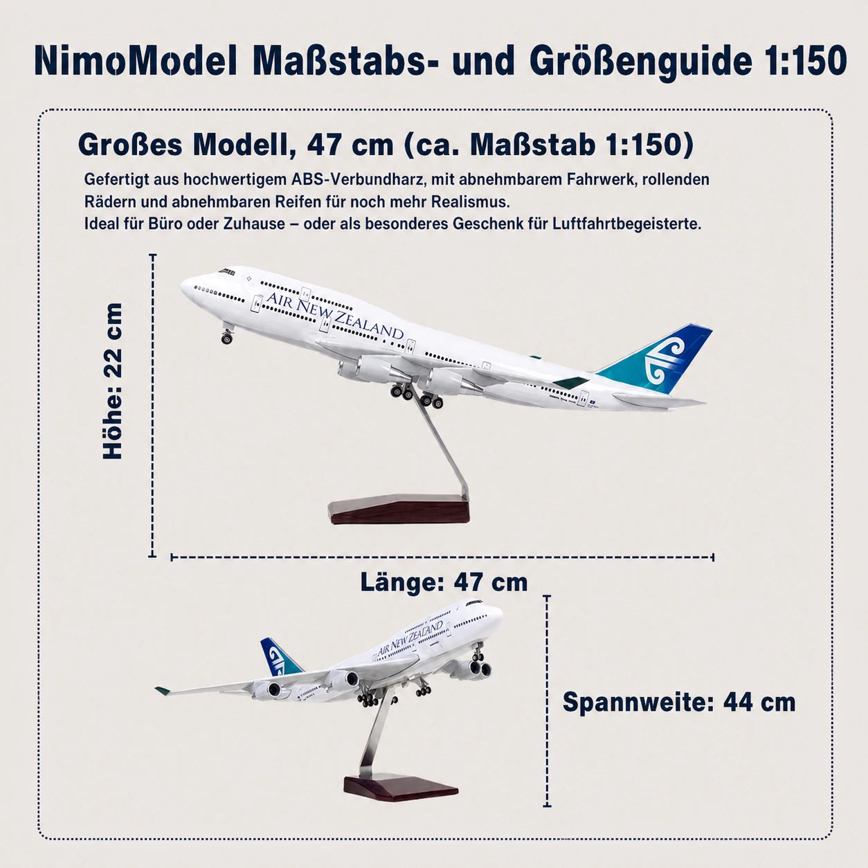 Air New Zealand Boeing 747 – Modell im Maßstab 1:150