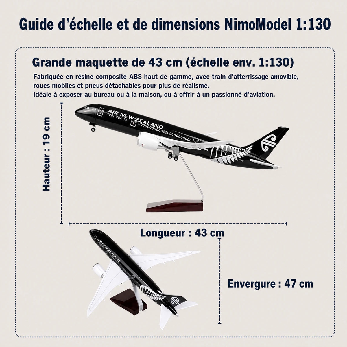 Maquette Boeing 787 Dreamliner d’Air New Zealand à l’échelle 1:130