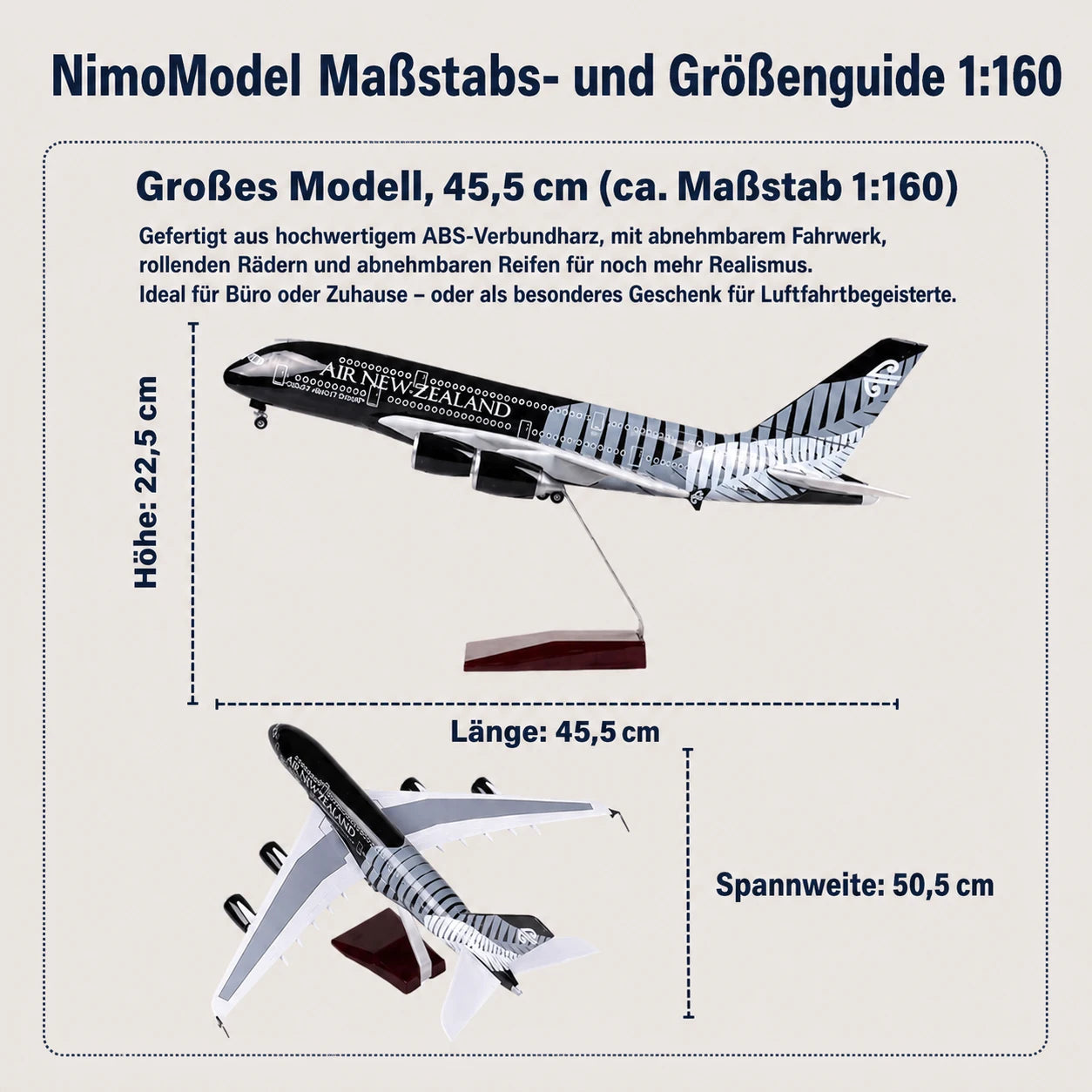 Air New Zealand Airbus A380 – All Blacks Edition – Modell im Maßstab 1:160
