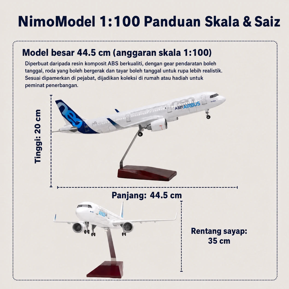 Model Prototaip Airbus A321neo Skala 1:100