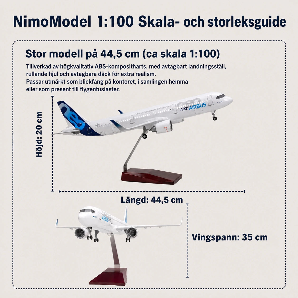 Modell av Prototyp av Airbus A321neo i skala 1:100