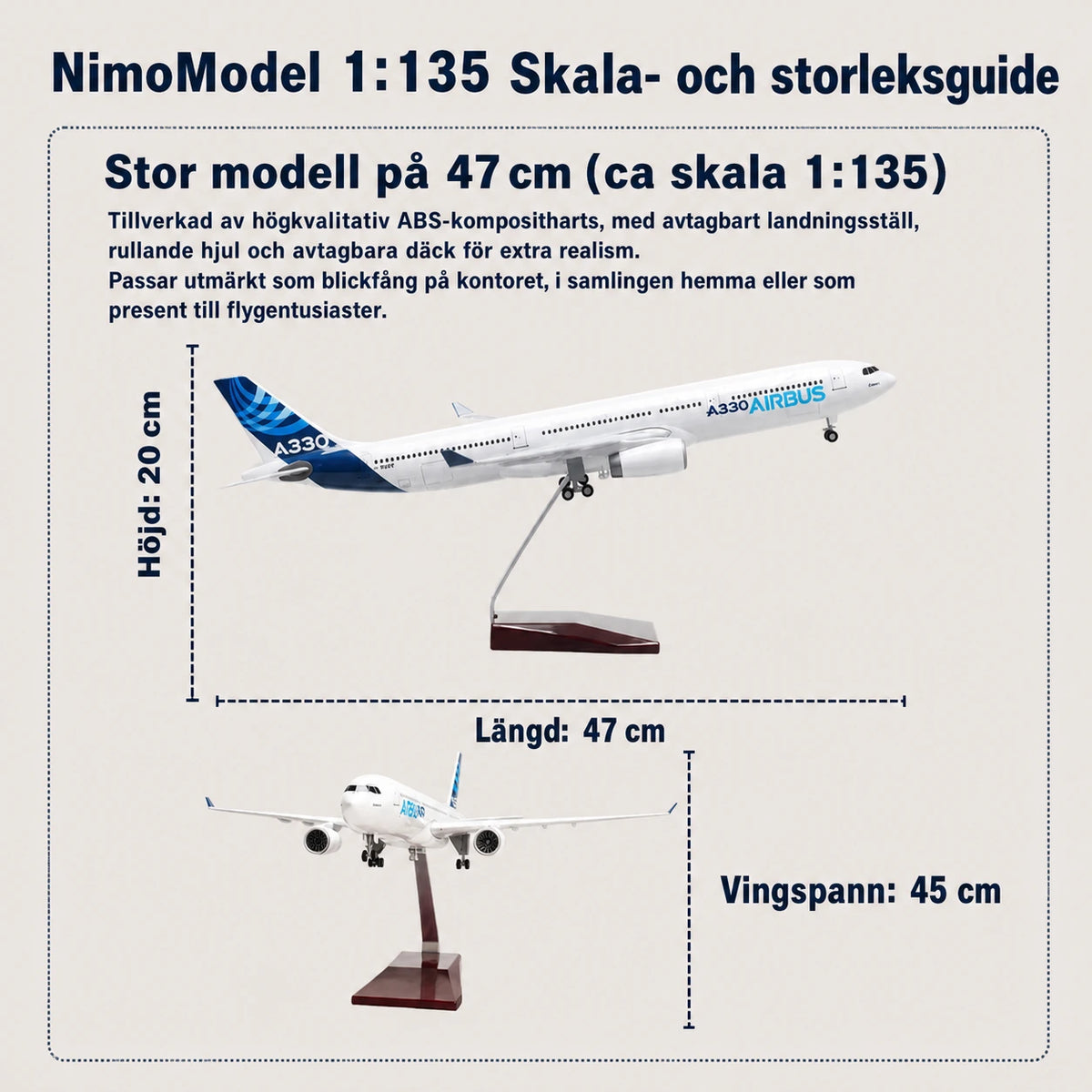 Modell av Prototyp av Airbus A330 i skala 1:135