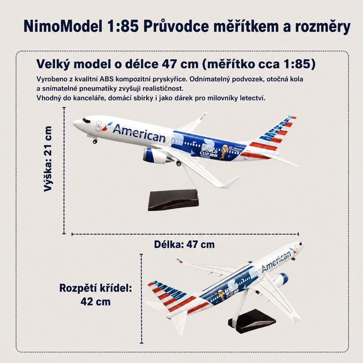 Model American Airlines Boeing 737 – edice Mistrovství světa ve fotbale FIFA v měřítku 1:85