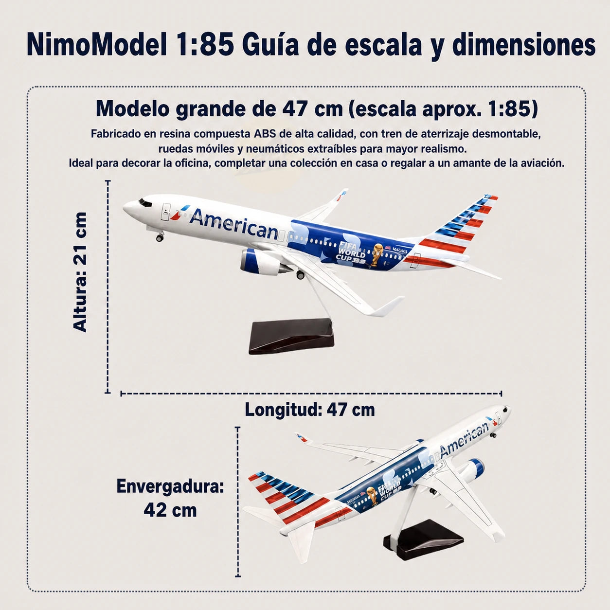 Maqueta Boeing 737 de American Airlines – edición Copa Mundial de la FIFA a escala 1:85