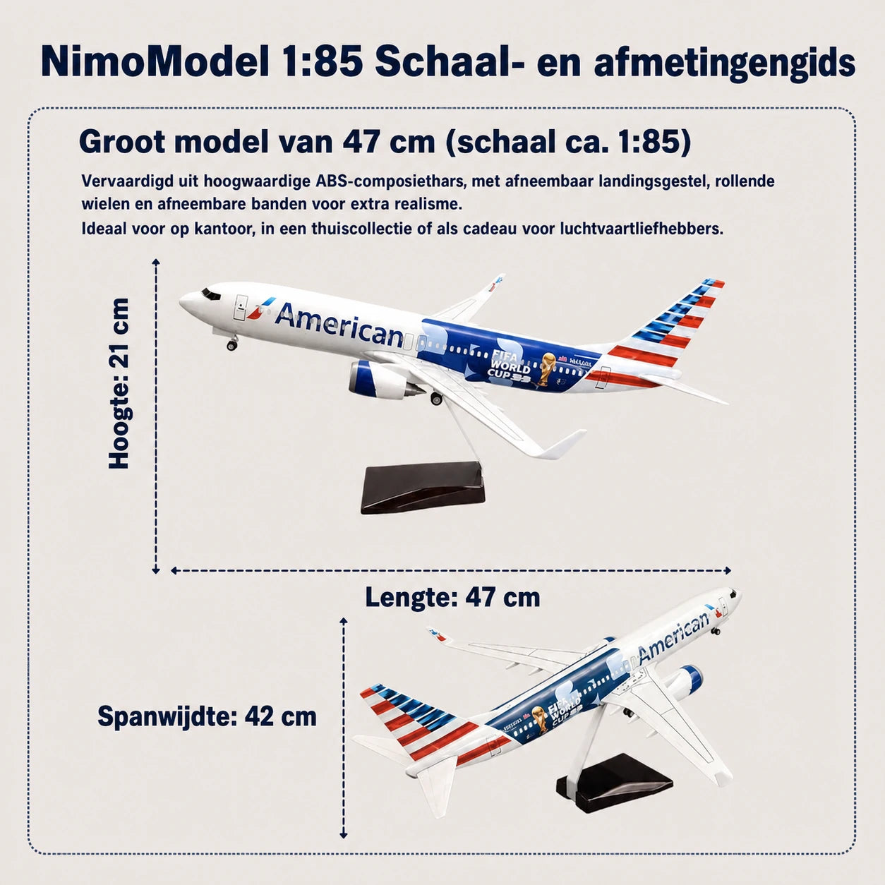 Schaalmodel American Airlines Boeing 737 – FIFA WK-editie 1:85