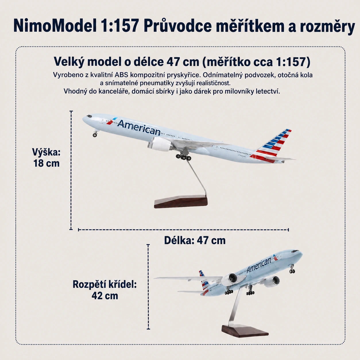 Model American Airlines Boeing 777 v měřítku 1:157