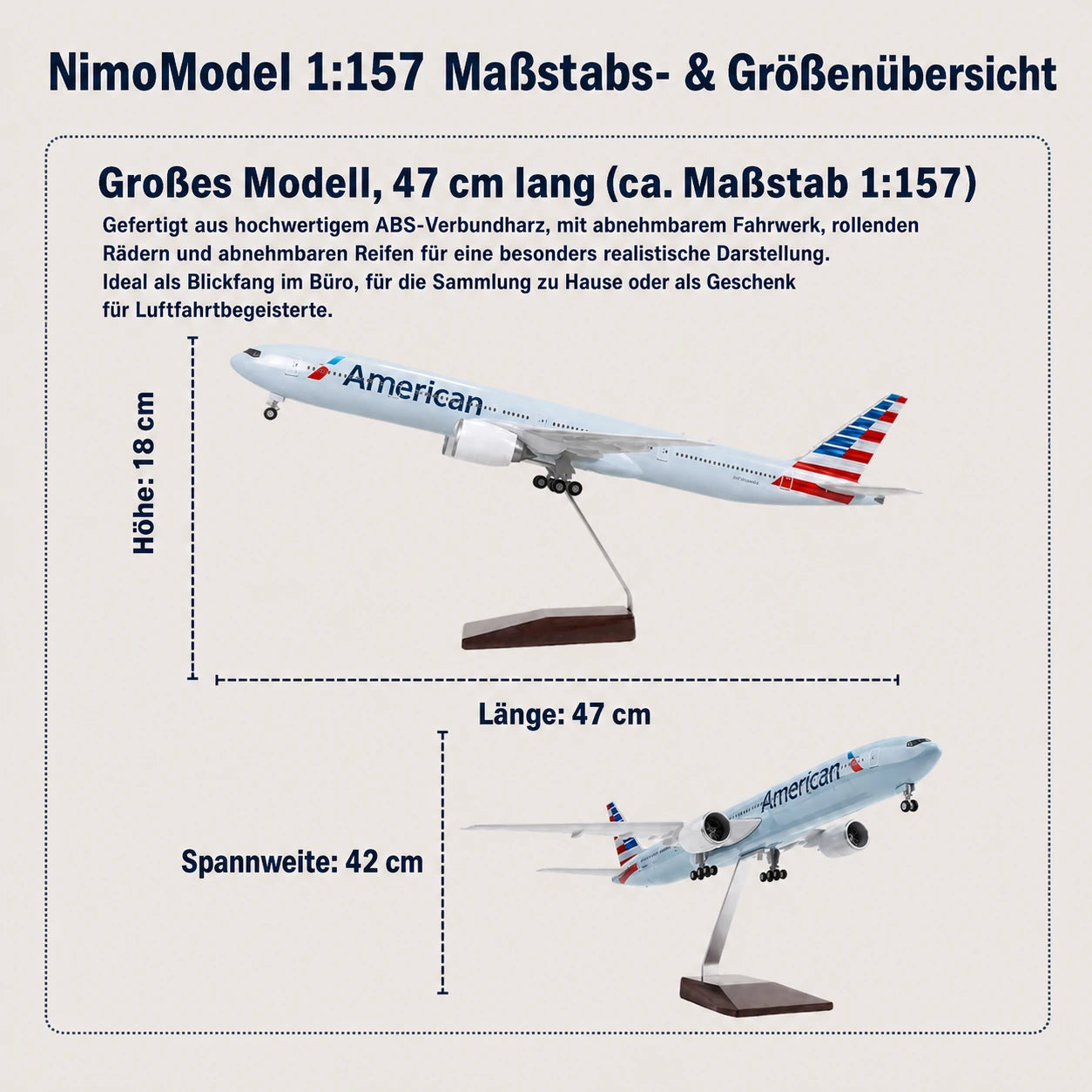American Airlines Boeing 777 – Modell im Maßstab 1:157
