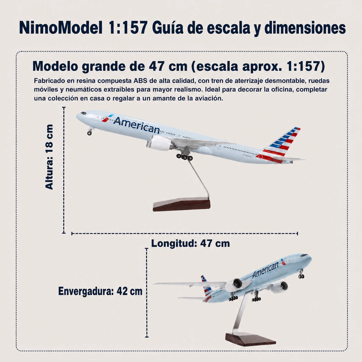 Maqueta Boeing 777 de American Airlines a escala 1:157