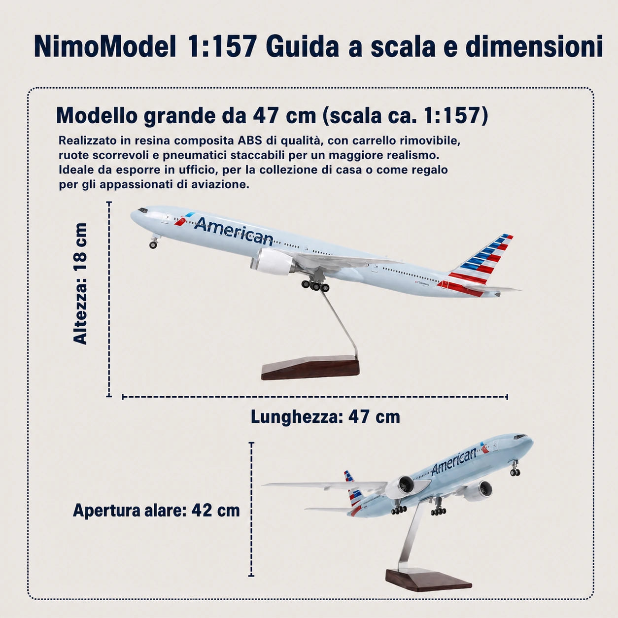 Modellino Boeing 777 American Airlines in scala 1:157