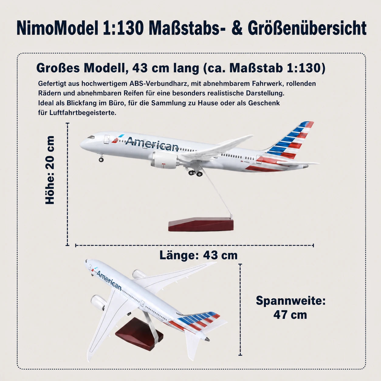 American Airlines Boeing 787 Dreamliner – Modell im Maßstab 1:130
