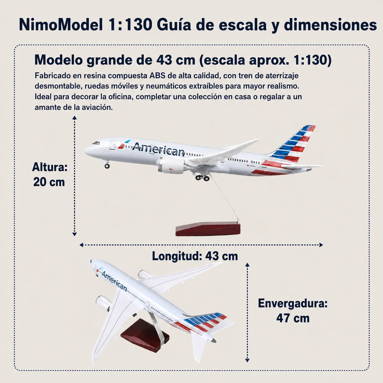 Maqueta Boeing 787 Dreamliner de American Airlines a escala 1:130