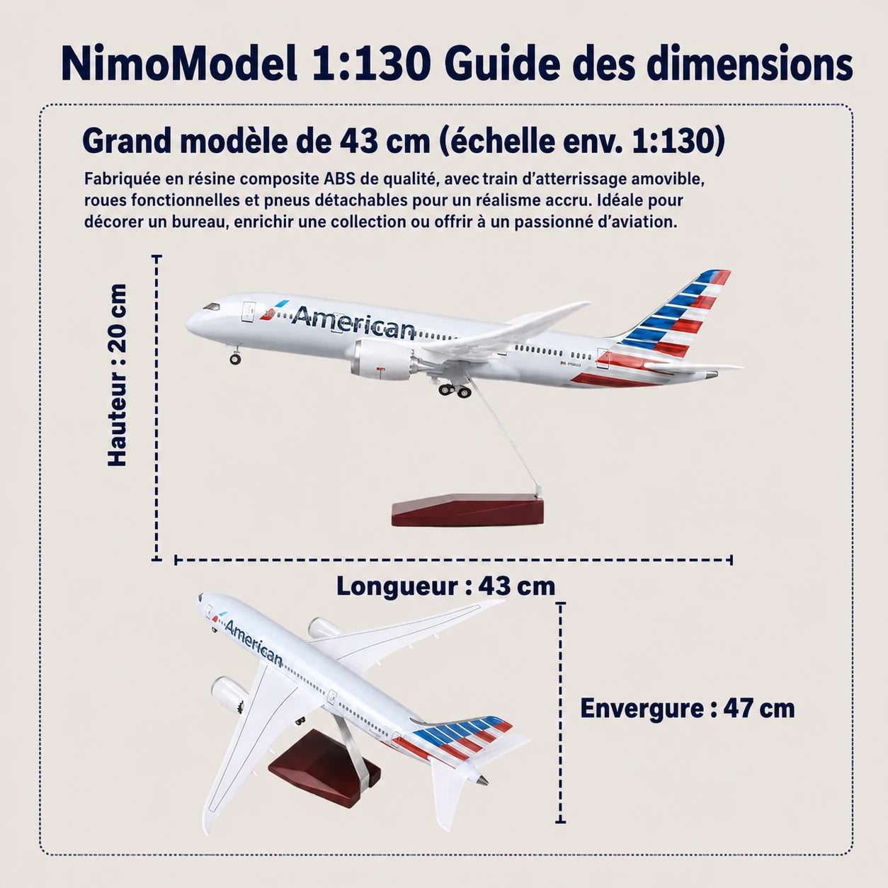 Maquette Boeing 787 Dreamliner d’American Airlines à l’échelle 1:130