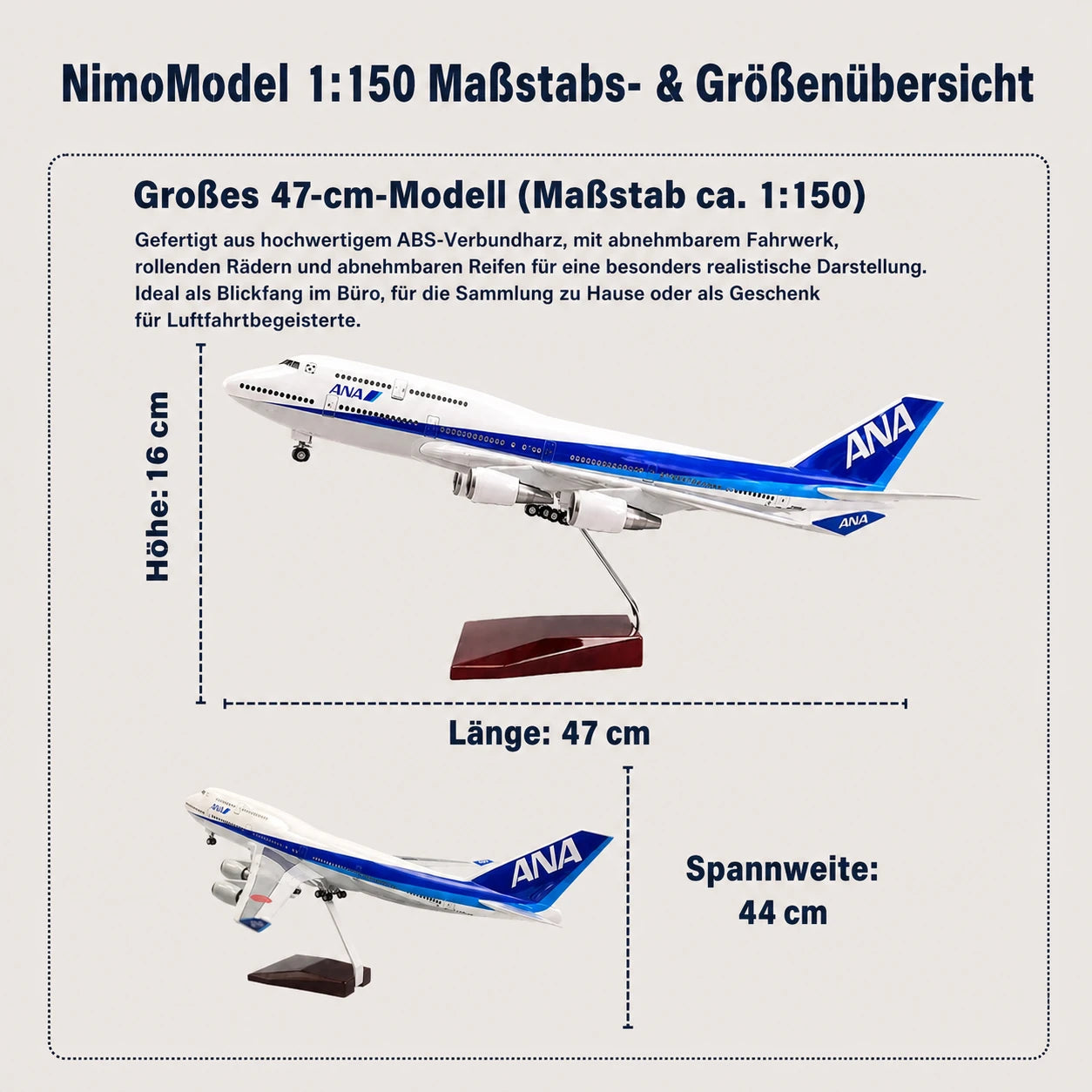 ANA Boeing 747 – Modell im Maßstab 1:150