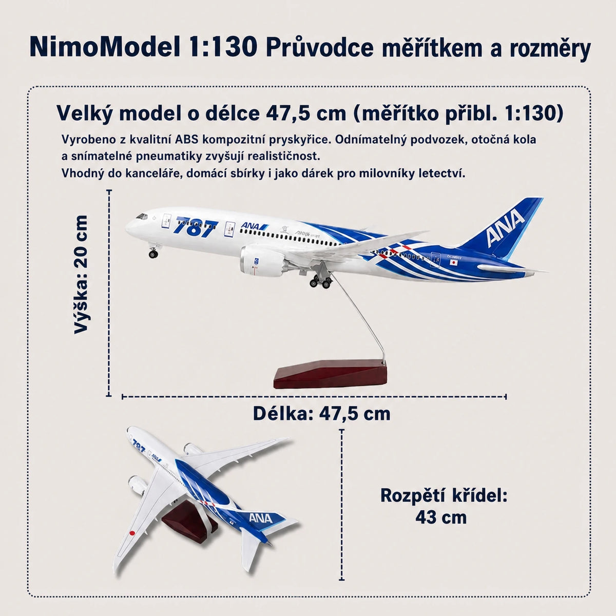 Model ANA Boeing 787 v měřítku 1:130