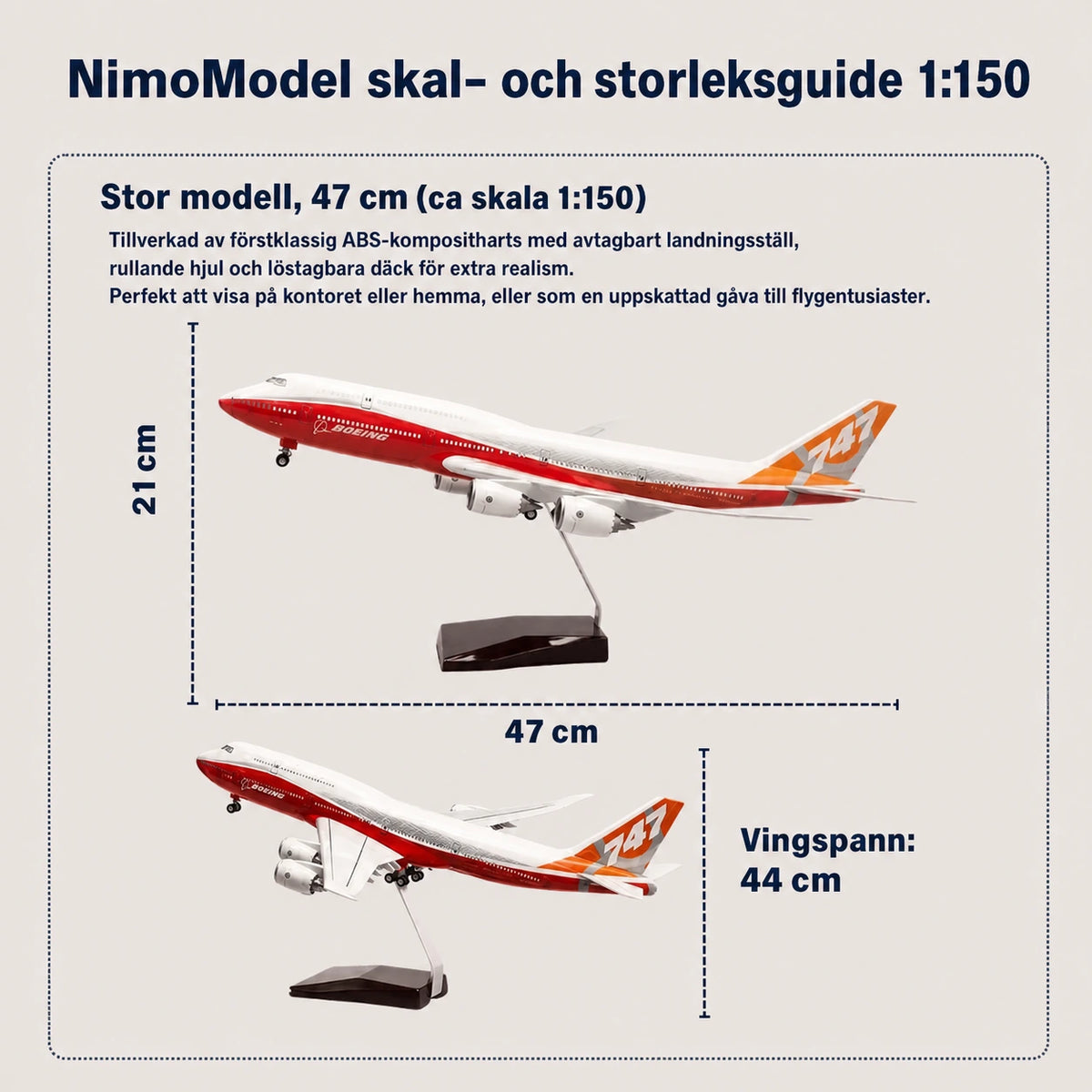 Modell av Prototyp av Boeing 747-8 Intercontinental i skala 1:150