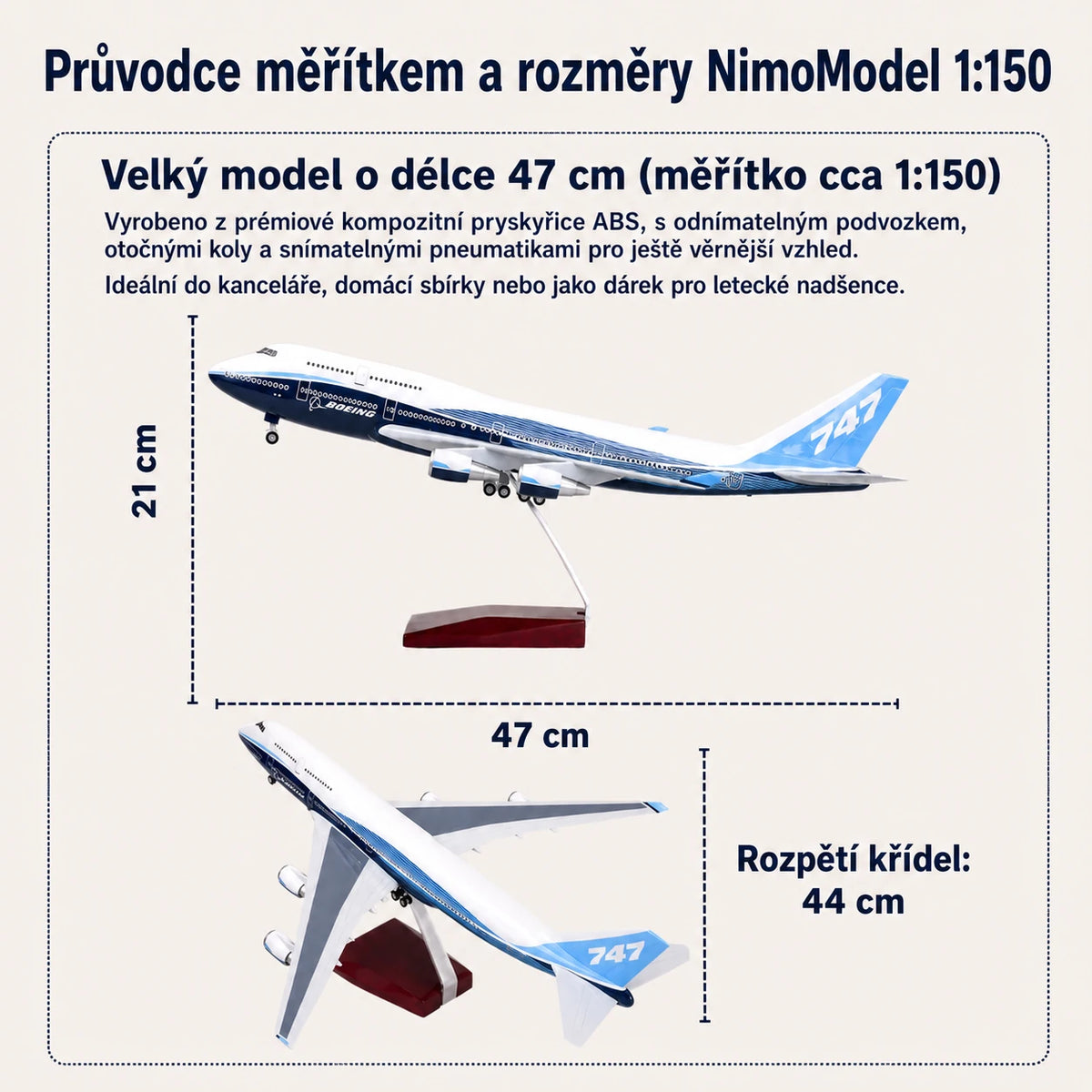 Model Prototyp Boeing 747 v měřítku 1:150