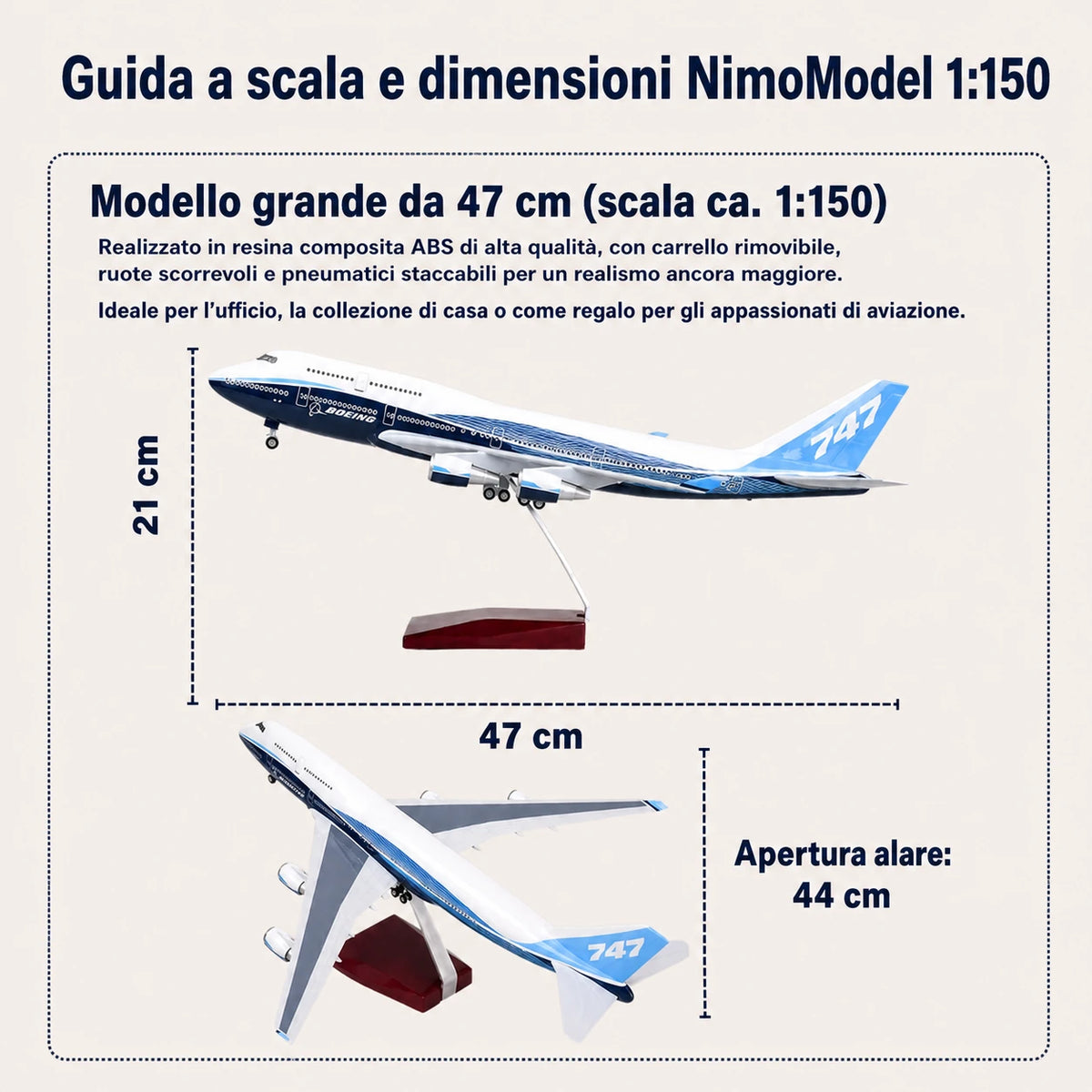 Modellino Prototipo Boeing 747 in scala 1:150