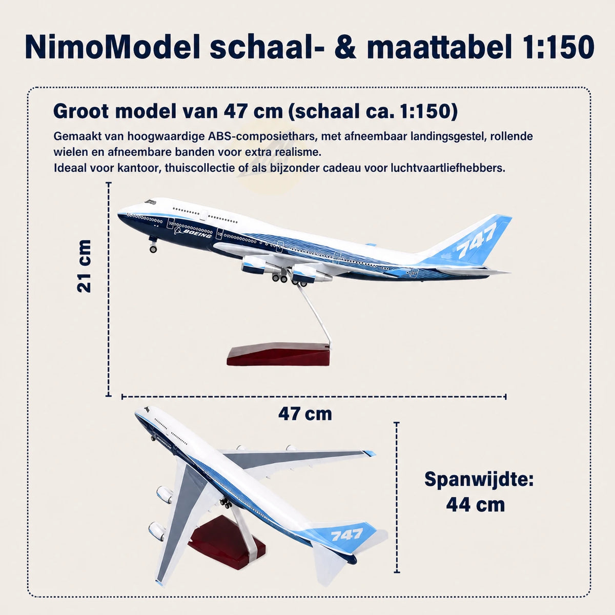 Schaalmodel Prototype Boeing 747 1:150