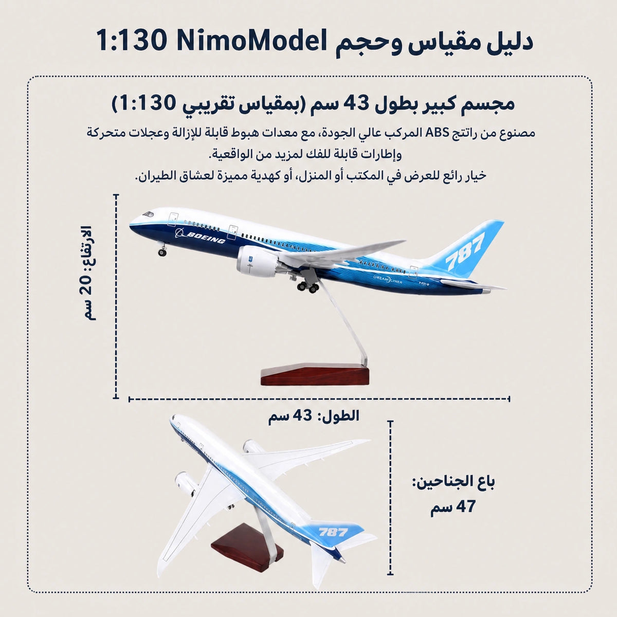 مجسم النموذج الأولي لطائرة Boeing 787 Dreamliner بمقياس 1:130
