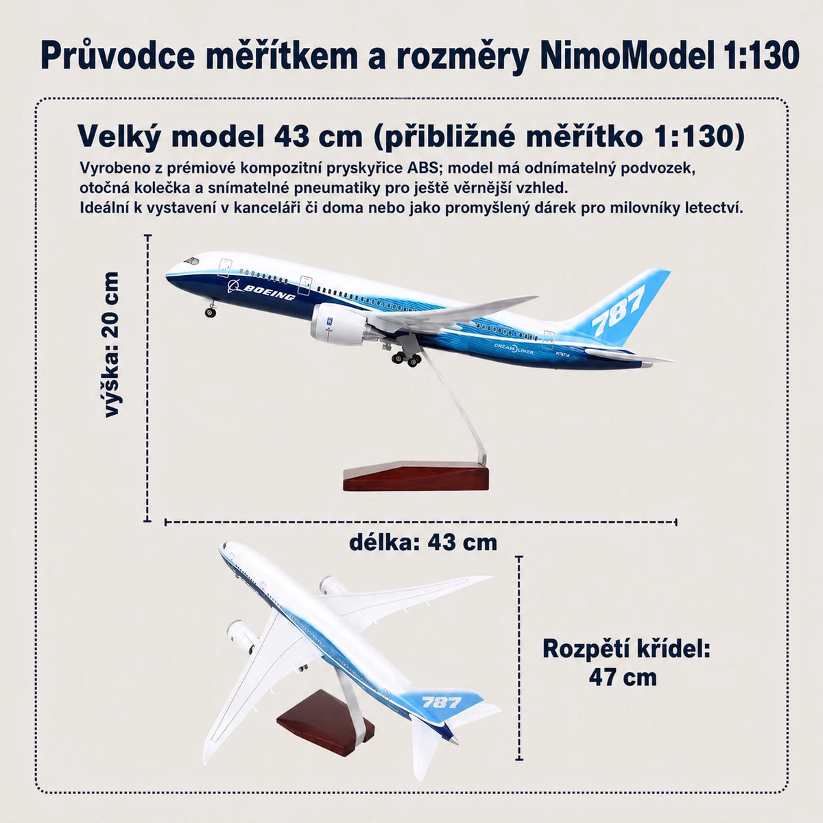 Model Prototyp Boeing 787 Dreamliner v měřítku 1:130