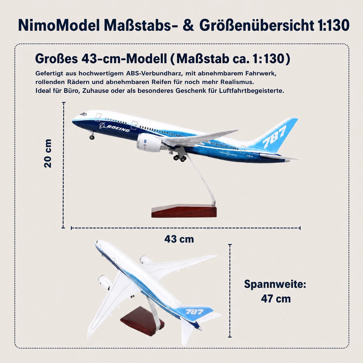 Boeing 787 Dreamliner Prototyp – Modell im Maßstab 1:130
