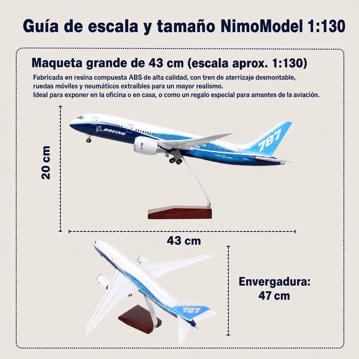 Maqueta Prototipo del Boeing 787 Dreamliner a escala 1:130