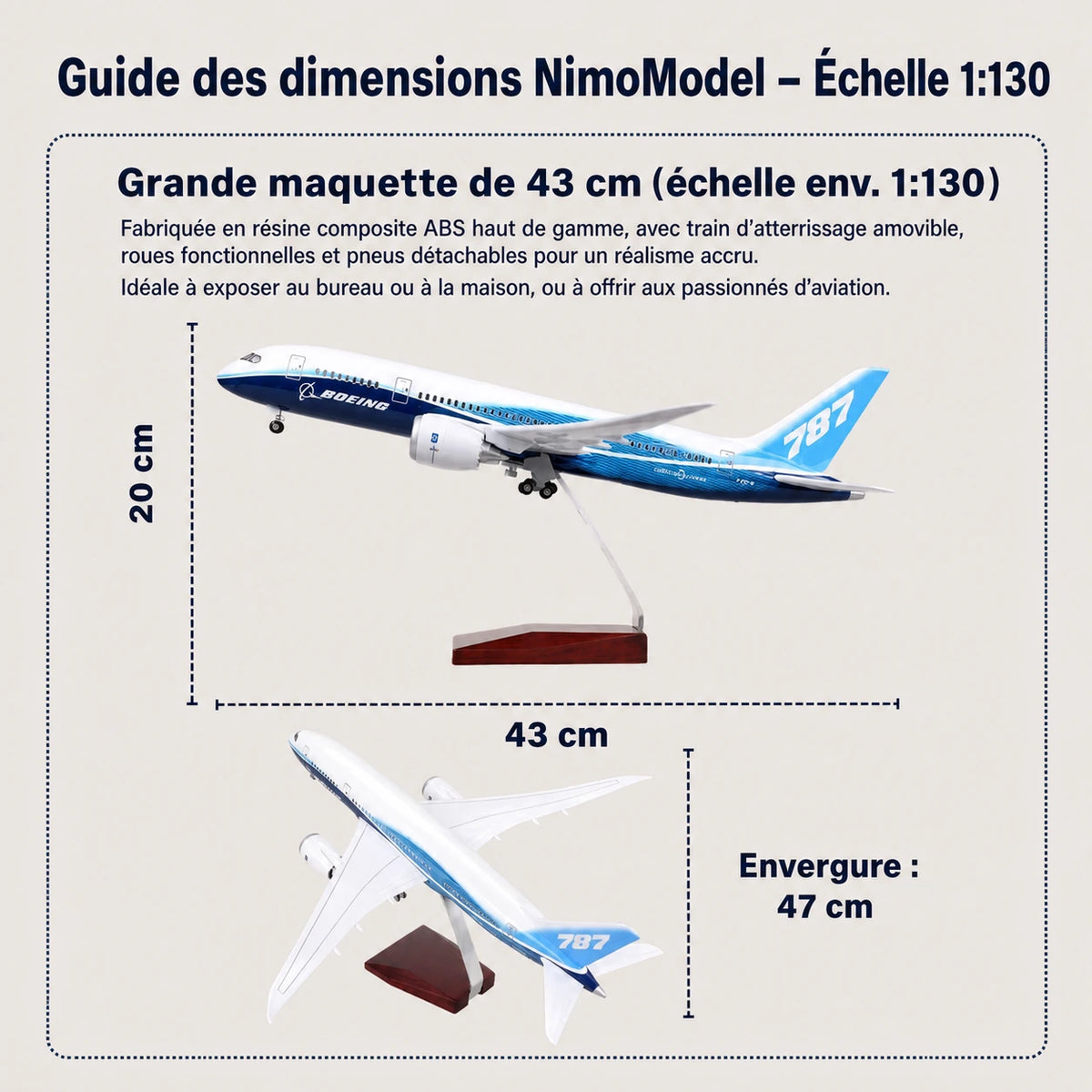 Maquette Prototype du Boeing 787 Dreamliner à l’échelle 1:130