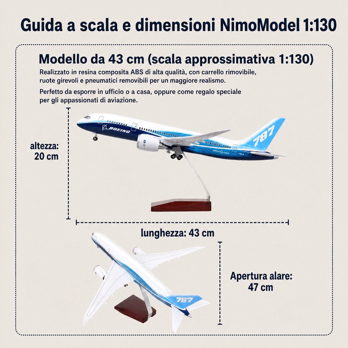 Modellino Prototipo Boeing 787 Dreamliner in scala 1:130