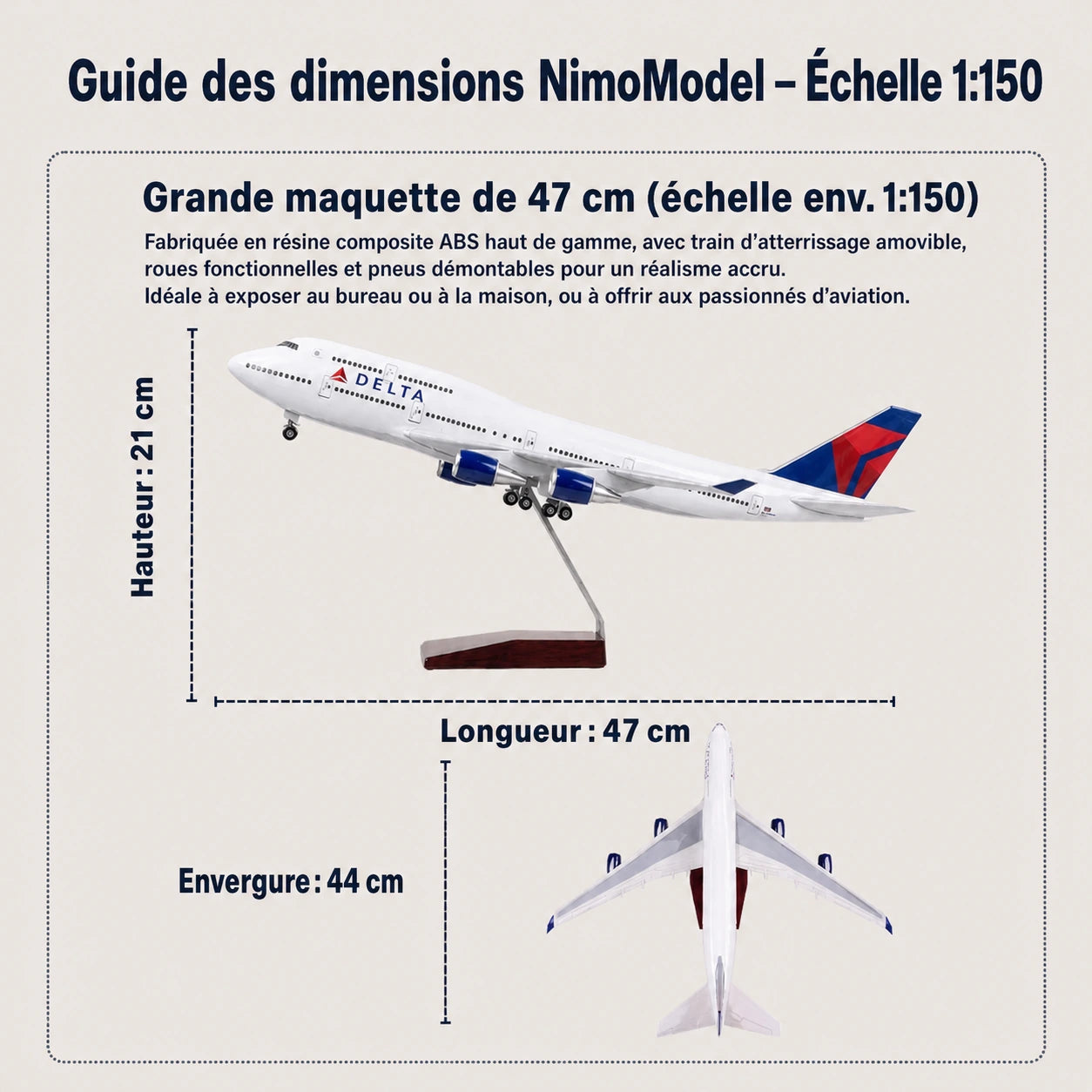 Maquette Boeing 747 de Delta Air Lines à l’échelle 1:150