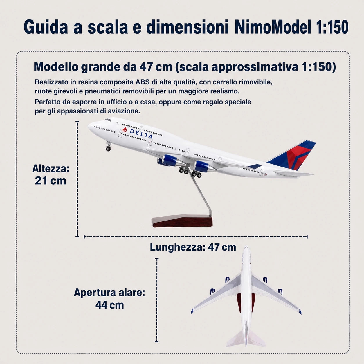 Modellino Boeing 747 Delta Air Lines in scala 1:150