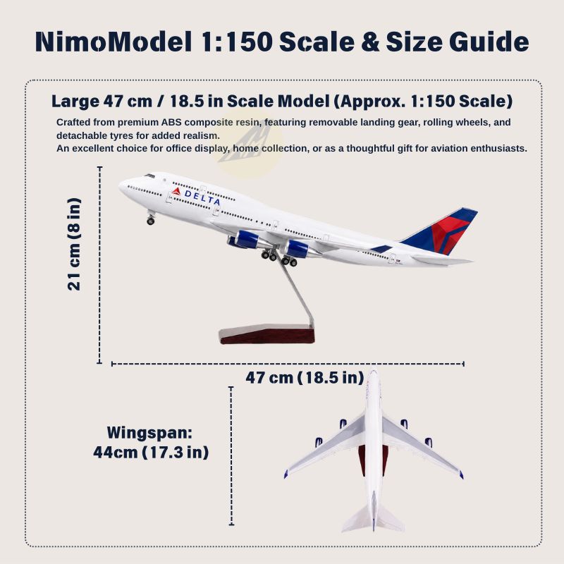 Delta Air Lines Boeing 747 1:150 Scale Model