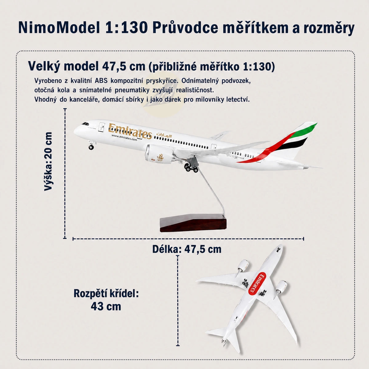 Model Emirates Boeing 787 v měřítku 1:130