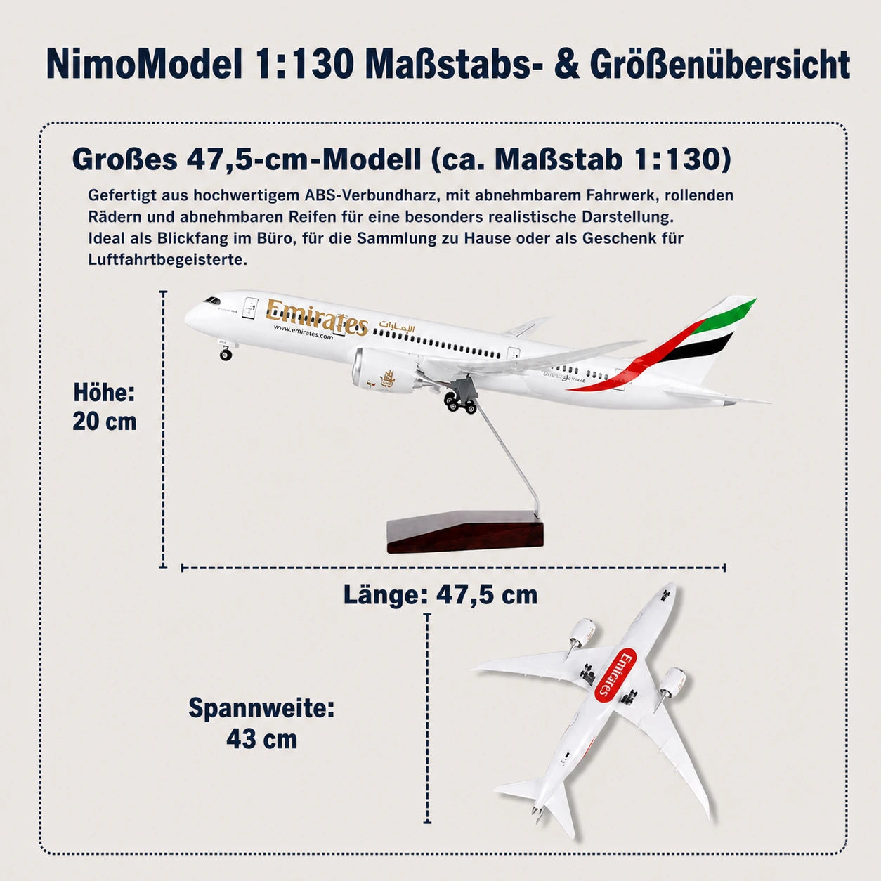 Emirates Boeing 787 Modell im Maßstab 1:130