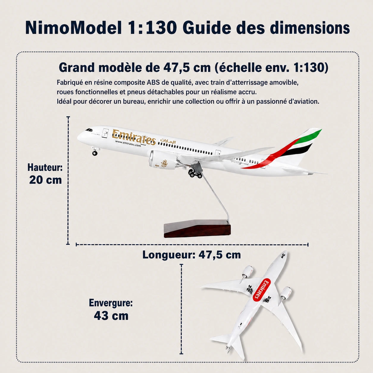 Maquette Emirates Boeing 787 à l’échelle 1:130