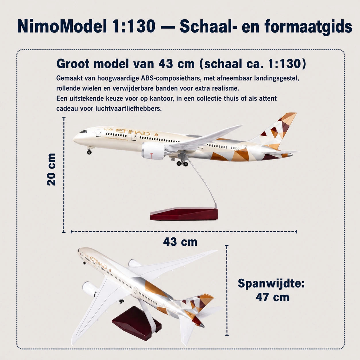 Etihad Airways Boeing 787-9 Dreamliner schaalmodel 1:130