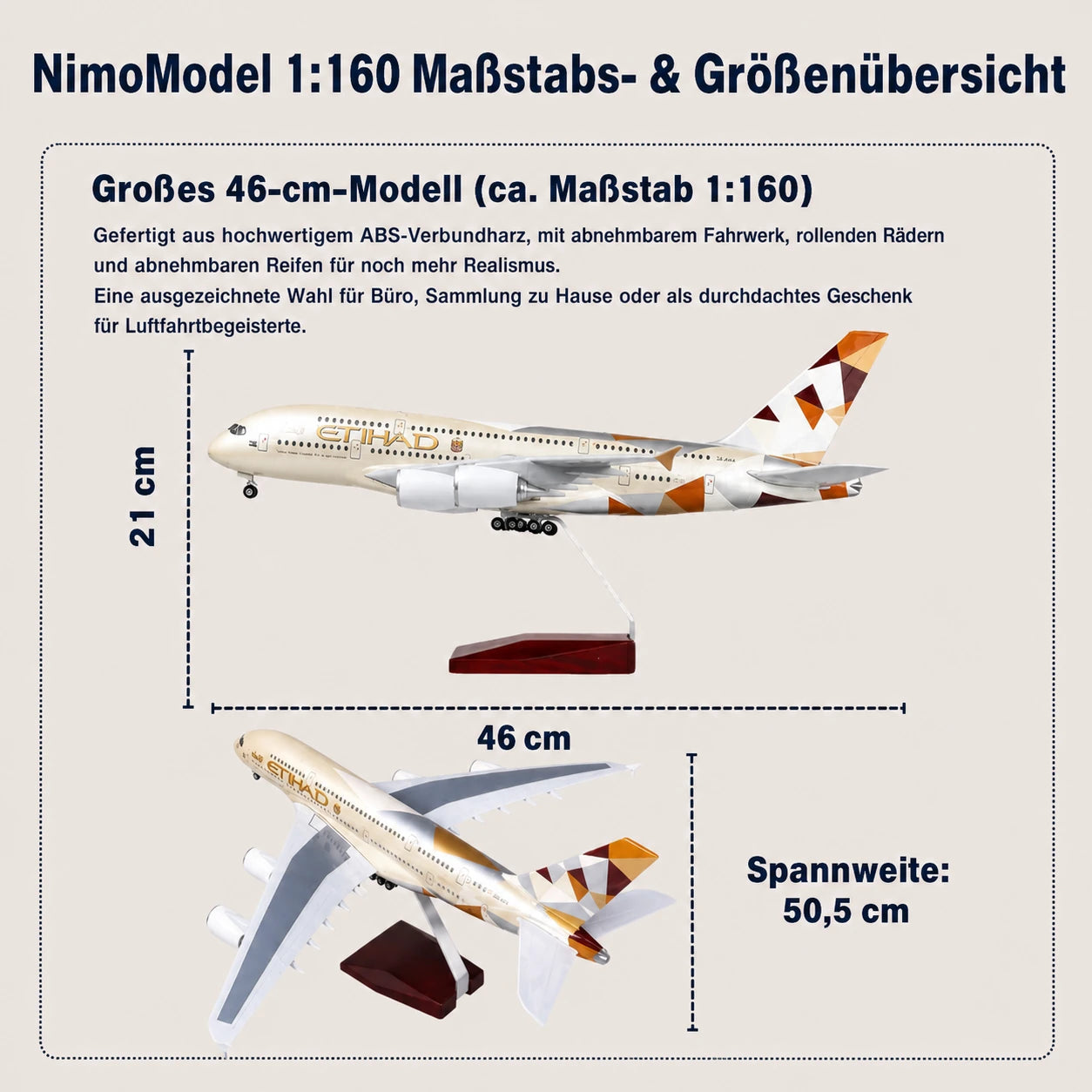 Etihad Airways Airbus A380 – Modell im Maßstab 1:160