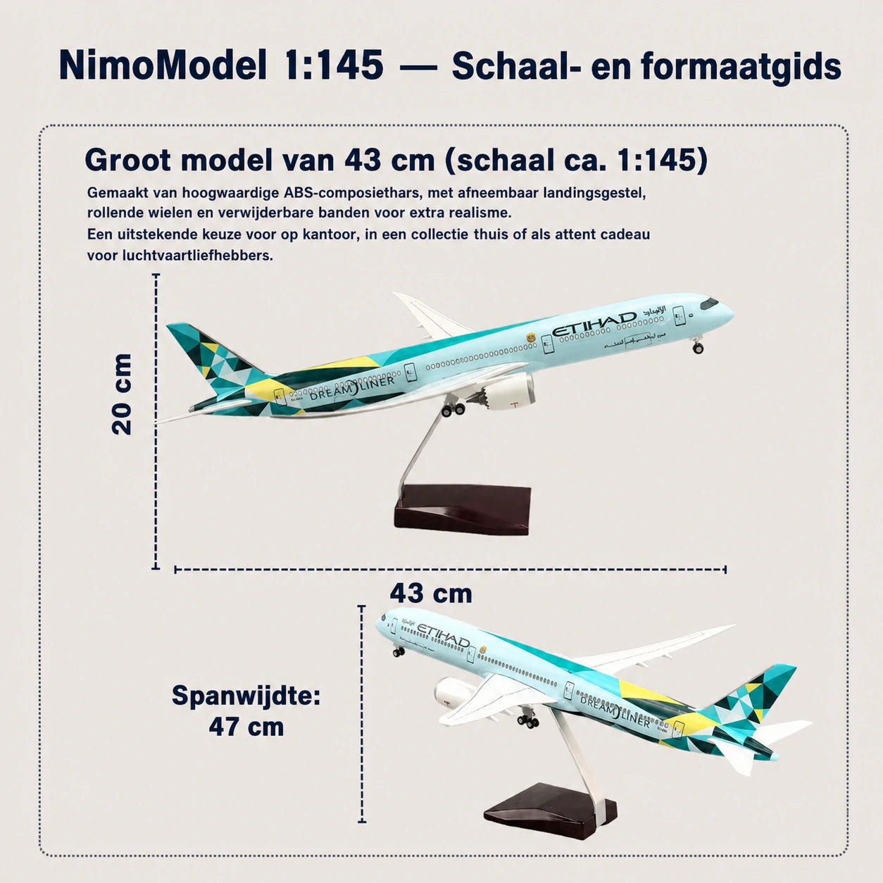 Etihad Airways Boeing 787-10 Dreamliner Greenliner schaalmodel 1:145