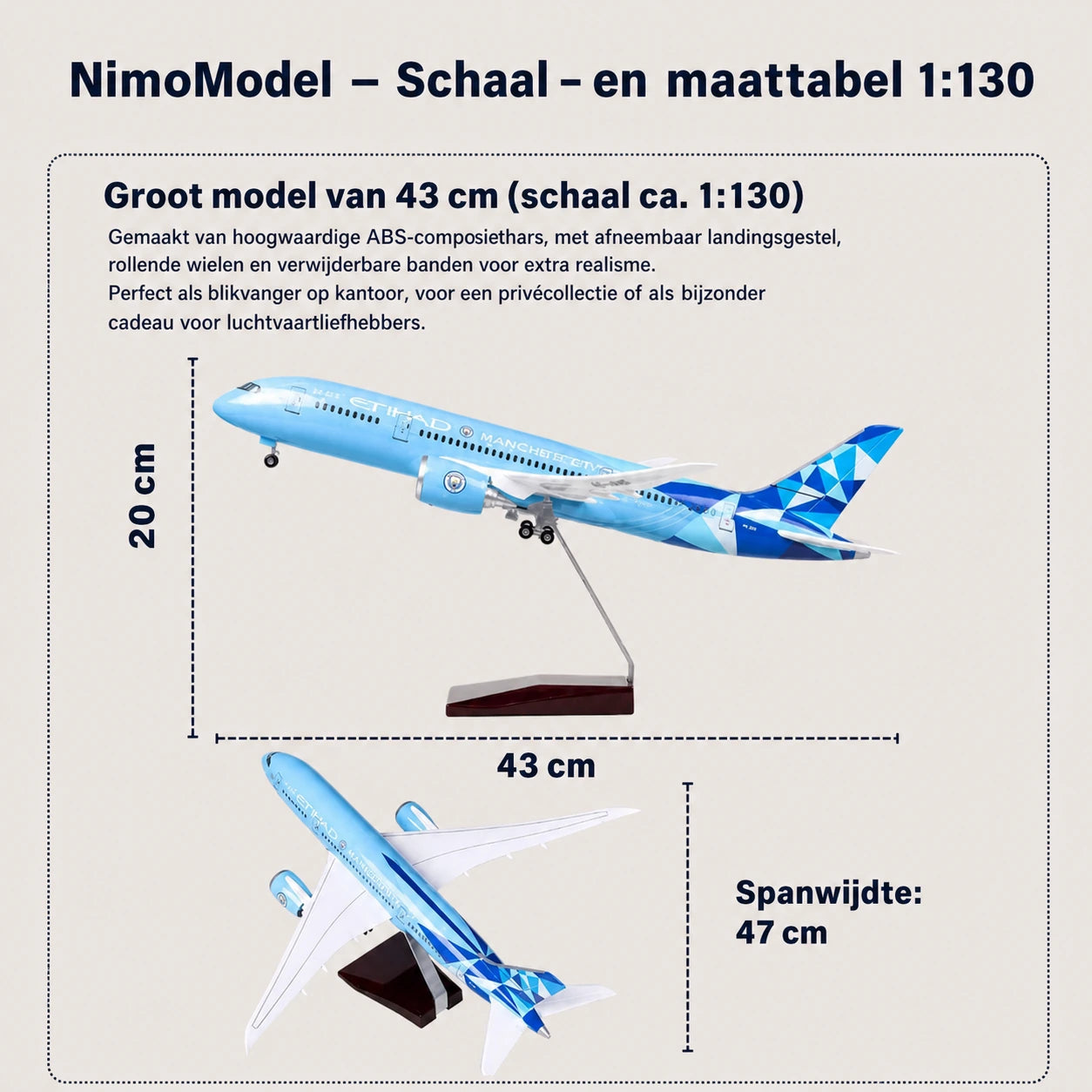 Etihad Airways Boeing 787 Manchester City Edition schaalmodel 1:130