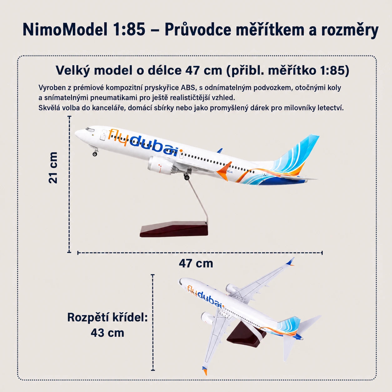 Model flydubai Boeing 737 v měřítku 1:85