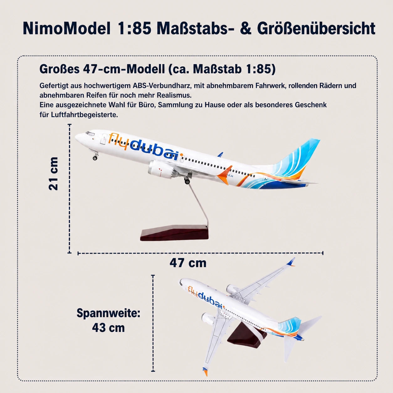 flydubai Boeing 737 – Modell im Maßstab 1:85