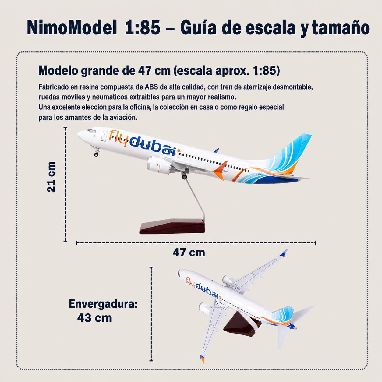 Modelo flydubai Boeing 737 a escala 1:85
