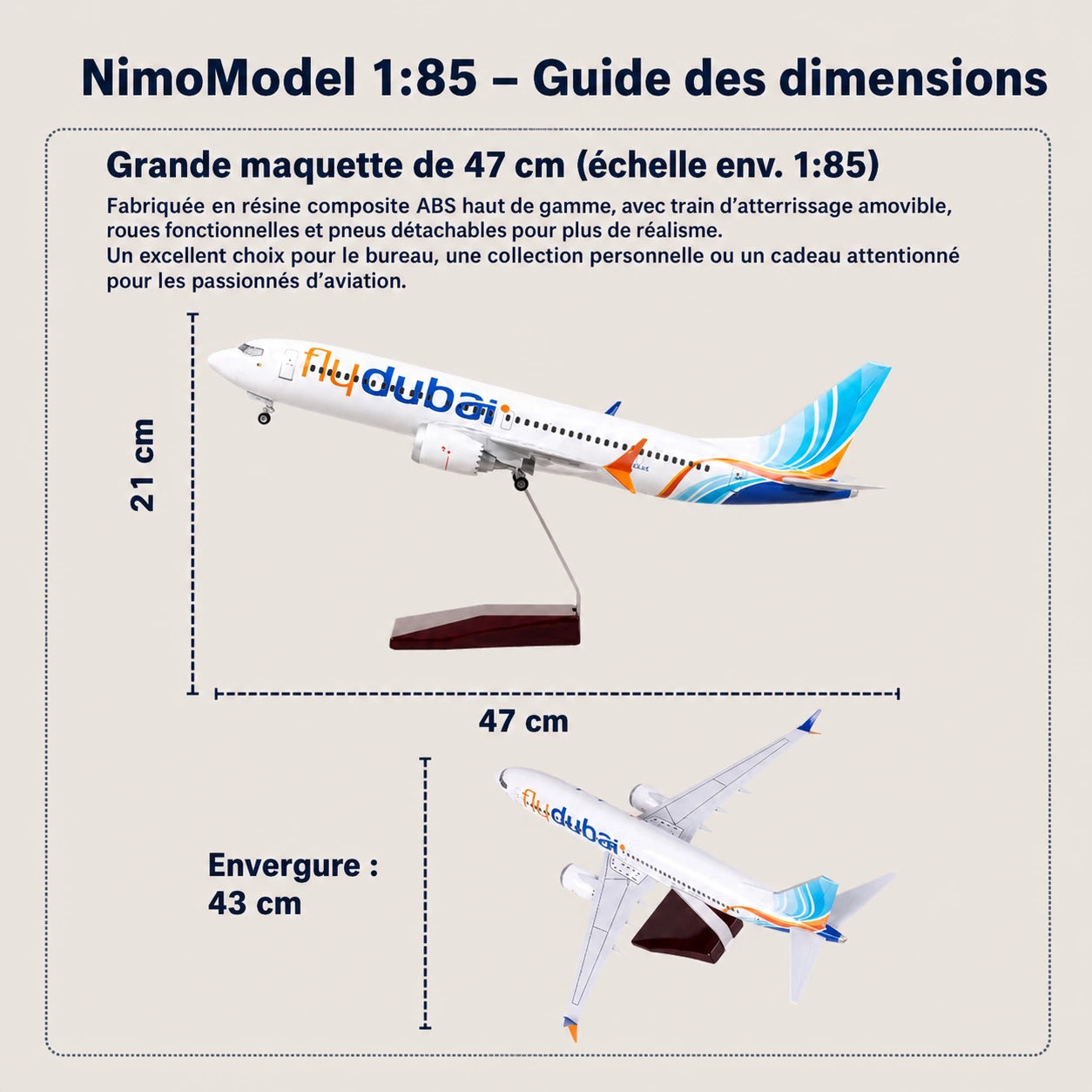 Maquette flydubai Boeing 737 à l’échelle 1:85